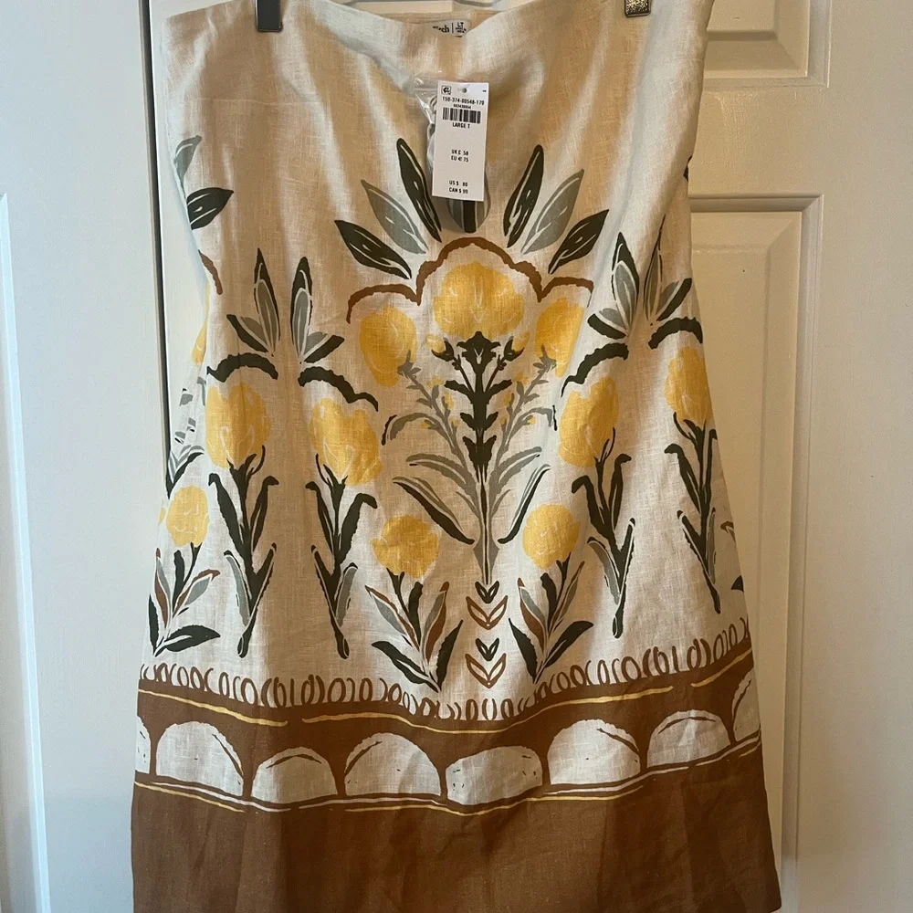 Abercrombie & Fitch Strapless Floral Midi Dress/Skort in Yellow, Olive & Brown - Picture 4 of 5
